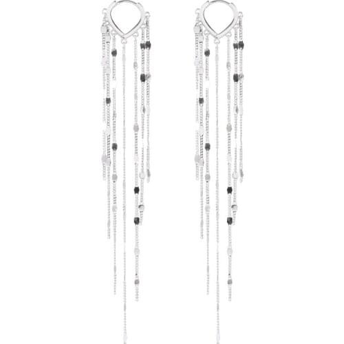 New Light Luxury Long Tassel Hoop Earrings Female Temperament Love Heart Gorgeous Handmade Jewelry Gift