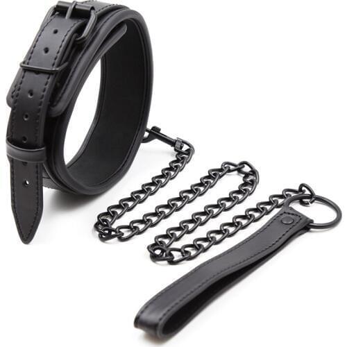 Slave Bdsm Collar Leather Chain Link SM Slave Neck Collars Leash Women Bondage Collar Sex Toys For Couples Adults Sex Restraints