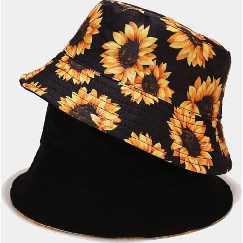 Bucket Hat Women Summer Sun Beach Sunflower Reversible Breathable Men Holiday Outdoor Accessory For Teenagers