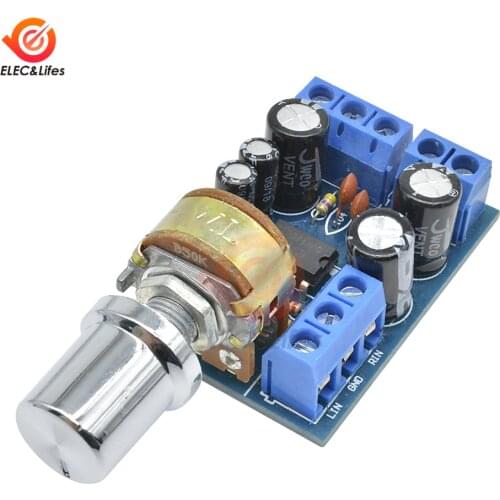 DC 1.8-12V TDA2822M 2.0 Stereo Audio Power Amplifier Board DC 5V 12V CAR Adjustable Volume Control Knob switch Amplifier module