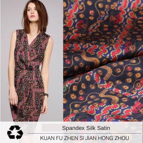 Custom 19 M / M 140cm Wide Digital Printing Spandex Silk Satin Fabric Summer Garment Pant Cloth