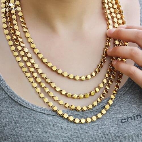 Simple Gold Round Necklace Smooth Face Womens Necklace Middle Eastern Muslim Islamic Wedding Banquet Jewelry Accessories