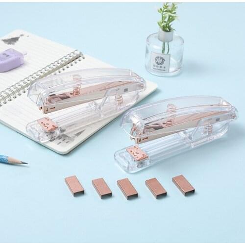 Transparent Portable Stapler Set with Staples 10# Stationery Office Binding Tool School Binder Teacher Gift Accessories F6146