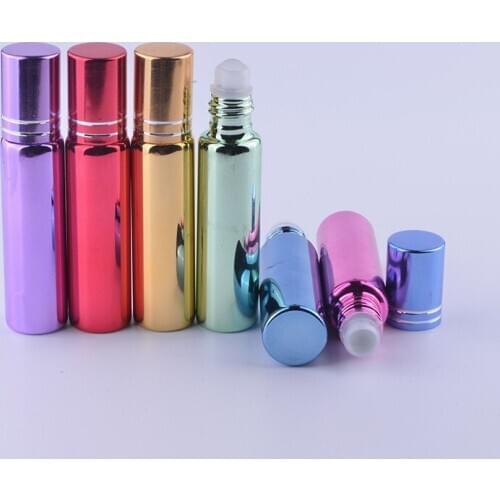 5ml 10ml Portable Refillable Bottle For Essential Oils Roll On Roller Bottle Glass Perfume Bottle Empty Deodorant Container Red