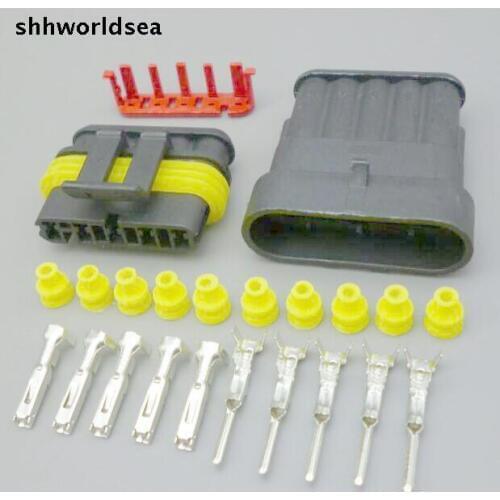 Shhworldsea 5/30/100set 5Pin 1.5mm Waterproof Electrical Wire male female Connector Plug Automotive Marine
