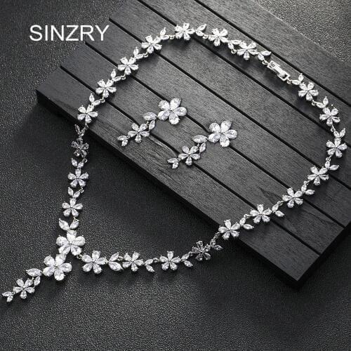 SINZRY Hot New design fashion luxury flower jewelry sets for wedding/evening party dress,high quality AAA Cubic Zircon Jewellery