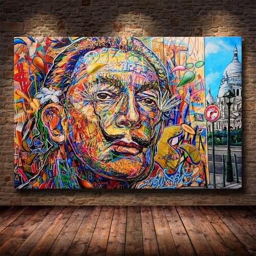 Street Art Canvas Pictures Home Decor Abstract Salvador Dali Graffiti Art Canvas Paintings On the Wall Art Posters And Prints