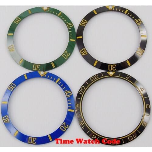 High quality 38mm ceramic Watch Bezel insert for 40mm Automatic Mens watch Parts yellow marks Accessories replacement