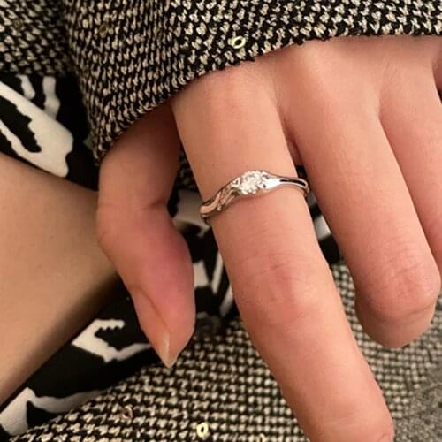 S925 Sterling Silver Ring for Women Fashion Irregular Geometry Couple Wedding Rings Minimalist Crystal Jewelry Accessories