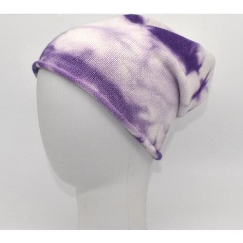 Winter New Style Tie Dye Pure Cotton Knitted Hats For Men and Women Hedging Bucket Hats Simple Casual Ear Protection Couple Caps