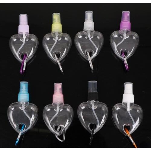 1Pcs 50ML Plastic Loving Heart Spray Bottle Carabiner Hook Bottle Travel Carry