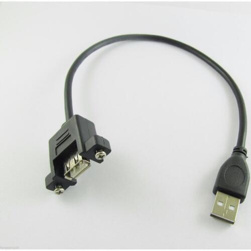 10pcs USB 2.0 A Male To USB A Female Panel Mount Extension Adapter Cable M/F 1FT