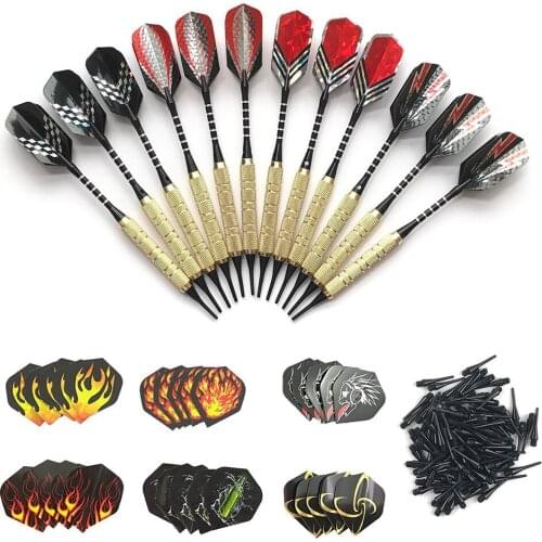 12Pcs Professional Safe Dart Soft Nylon Tip Brass Barrel aluminum Shaft Competition Training Dart with 100pcs Spare Dart Tip