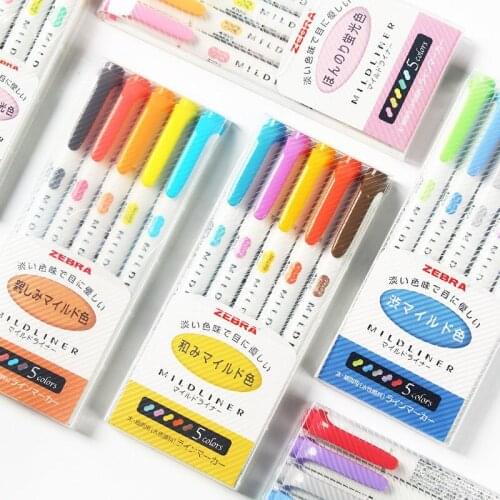 3or5or25pcs/set Japan Zebra Mild Liner Double Headed Fluorescent Pen Creative Highlighters Marker Pen School Supplies Stationery