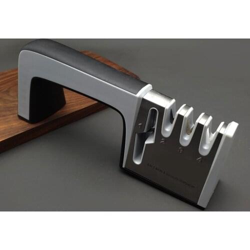 4-in-1 diamond-coated thin-bar knife scissors and sharpening stone system stainless steel blade sharpener