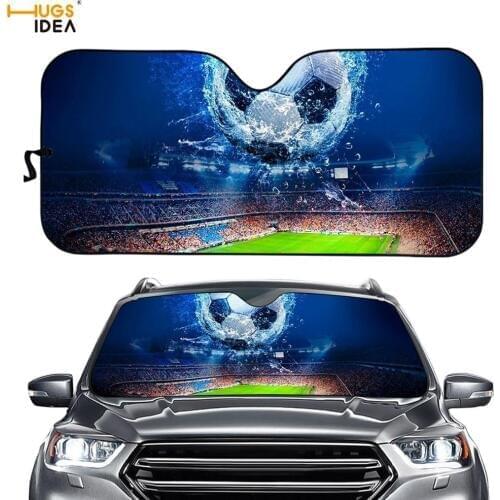 3D Water/Fire Soccer Print Car Sunshade Cool American Football Auto Front Windshield Virsor Vehicle Sun/UV Blocker Keep Car Cool