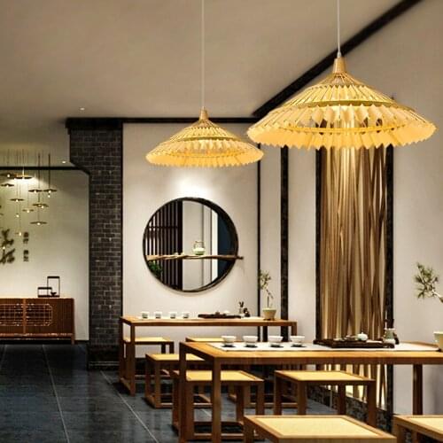Bamboo umbrella Japanese bamboo lamp restaurant Chinese Zen lamp Tea House Restaurant hot pot restaurant Chandelier