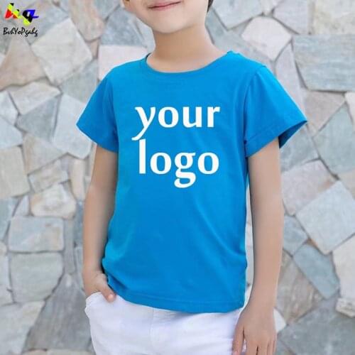 Custom logo summer new boy short-sleeved T-shirt children round neck solid color clothes children casual T-shirt tops