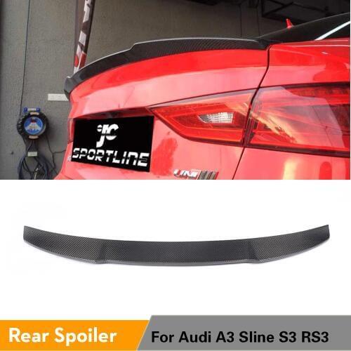 For Audi A3 S3 RS3 Sline 8V Sedan 2013 - 2016 Rear Trunk Spoiler Boot Lip Wing Auto Rear Spoiler Carbon Fiber / FRP Unpainted