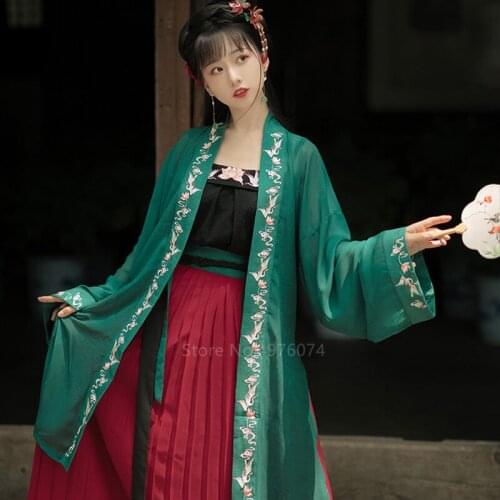 Oriental Elegant Hanfu for Women Traditional Chinese Style Embroidery Retro Fairy Princess Dress Girl Vintage Costume Party Wear