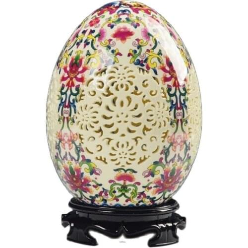 China Archaize High-Grade Tusk Porcelain Egg Shape Ornament Openwork Carving