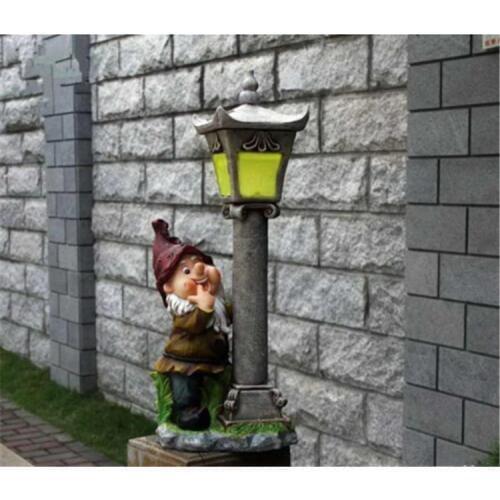 Solar Gnome Lantern Solar Powered Garden Lantern Resin Gnome Sculpture With LED Light