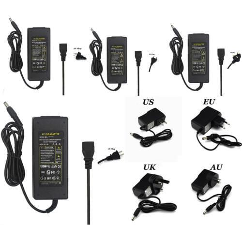 AC 100-240V To DC 12V Switching Power Supply Adapter DC 2.1-2.5mm X 5.5mm Plug Power Supply for LED Strip Flexible Lights