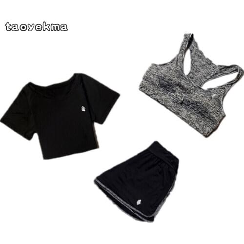 High Waist Yoga Set 3pcs Set Sportswear for Women Sports Bra Fitness Clothing Women Sports Shorts Gym Workout Crop Top Women Y05