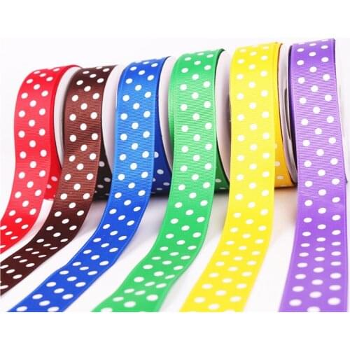 5Yards/Roll 11 colors Best quality Polka Dots Printed Grosgrain Ribbons Wedding Party DIY Decoration Gift packaging 25mm