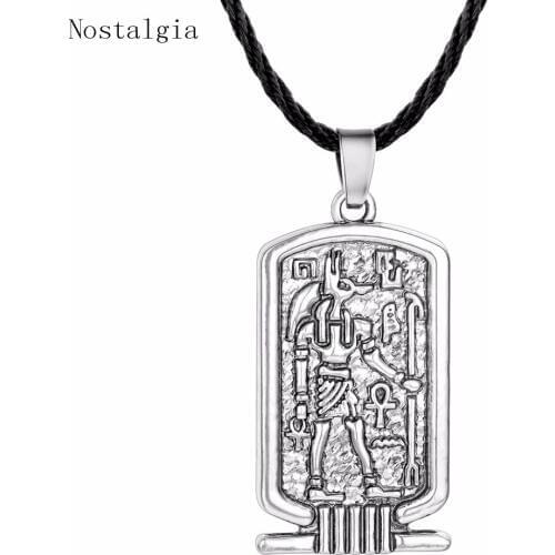 Mens Necklaces Mystical Egypt Amulet Women Anubis Ankh Pendant Necklace Vintage Collares Collier Religious Men Jewelry