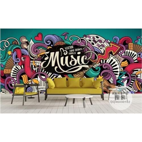 Custom mural on the wall 3d photo wallpaper Color graffiti modern music home decor living room wallpaper for walls 3 d in rolls