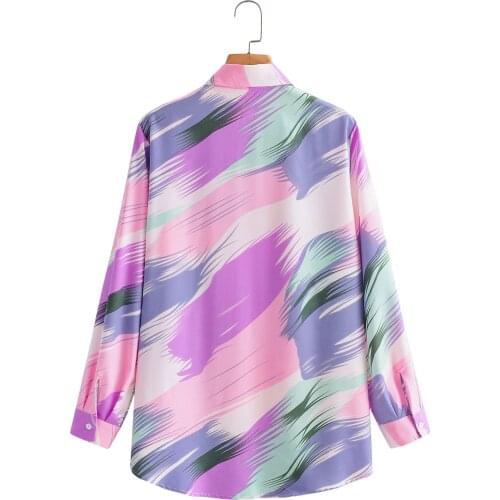 New Women Shirt Print Casual Loose Blouse Female Long Sleeve Turn Down Collar Fashion Chic Office Lady Top Blusas Mujer