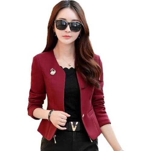 2021New Classic Single Button Women Jacket Blazer Spring Autumn Casual Short Slim Female Suits Coat Office Lady Blazer Tops