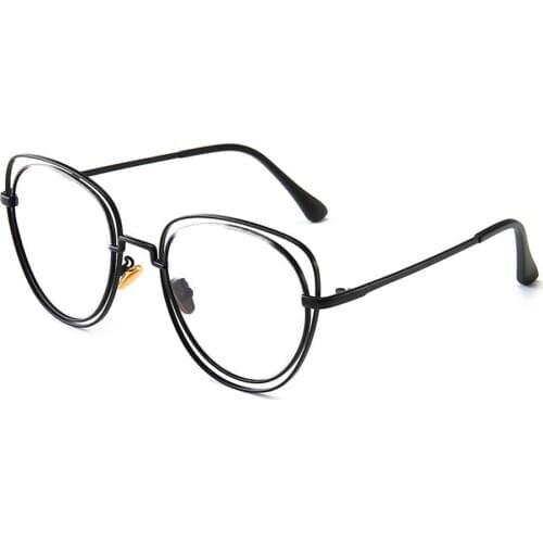 Retro Round Hollow Double Frame Black Progressive Multifocal Reading Glasses +0.75 +1 +1.25 +1.5 +1.75 +2 +2.25 +2.5 +2.75 To +4