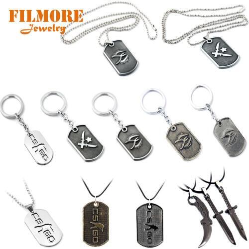 Filmore Jewelry Wholesale CSGO Keychain Counter Strike Dog Tag Keyring for Men Male Necklace Chaveiro Men Jewelry Key Fans Gift