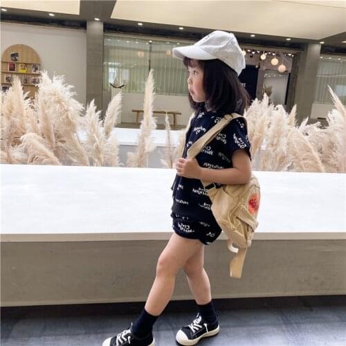 1 2 3 4 5 6 Years Baby Girls Sets Fashion Korean Casual Letter T-shirt Shorts 2pcs Kids Clothing 2020 Summer Children Suits New