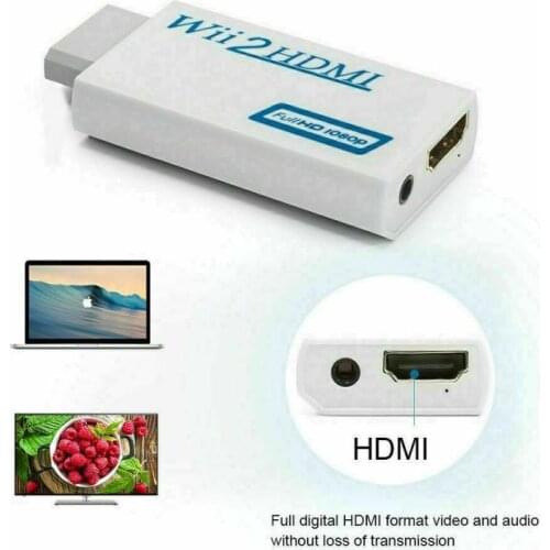 Full HD 1080P Wii Naar HDMI Converter Audio Output Adapter TV Black Portable Wii2HDMI Converter 3.5mm Audio For PC HDTV Monitor