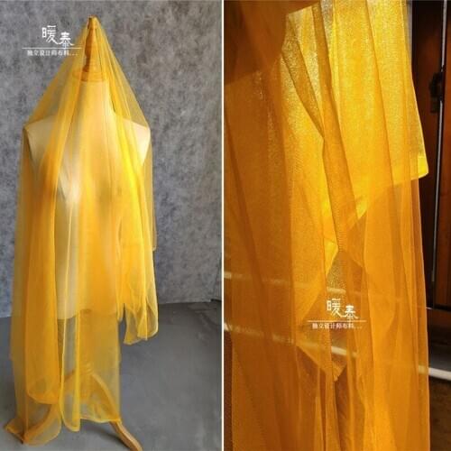 Pearlescent Tulle Fabric golden DIY Scarf Veil Flower Background Decor Fluffy Skirt Wedding Dress Fashion Designer Fabric
