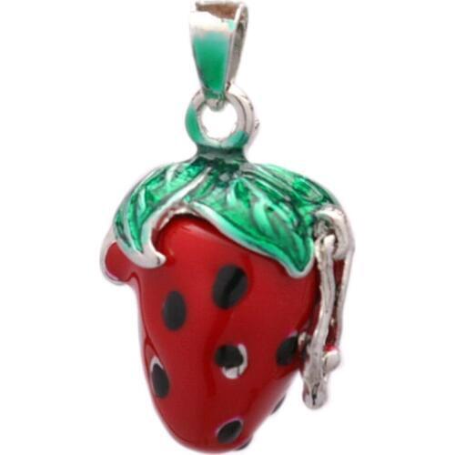 1PCS Retro Red Strawberry Pet Ashes Souvenir Mini Orange Cremation Wishing Pendant Bronze Necklace Ash Pendant With Chain