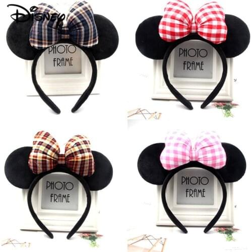 Disney High Quality Mickey Minnie Shiny Hairband Black Mouse Ears Headbands Headdress Women Hair Bows Accessories Birthday Party