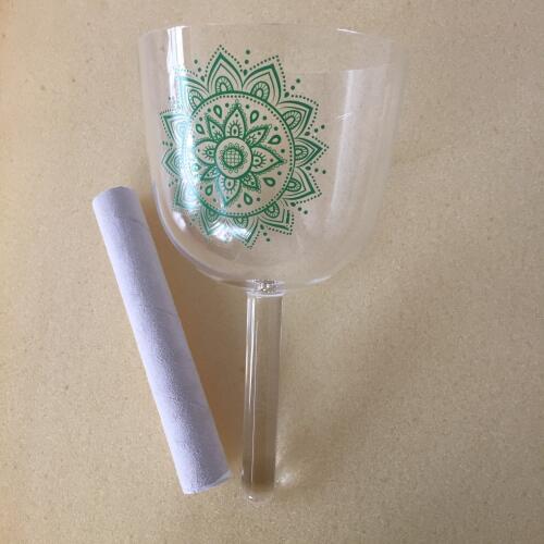 5.5" Clear Crystal Singing handle Bowl Perfect Musical Note F with sticker for Sound Healing & Music Therapy,Balancing,Bliss