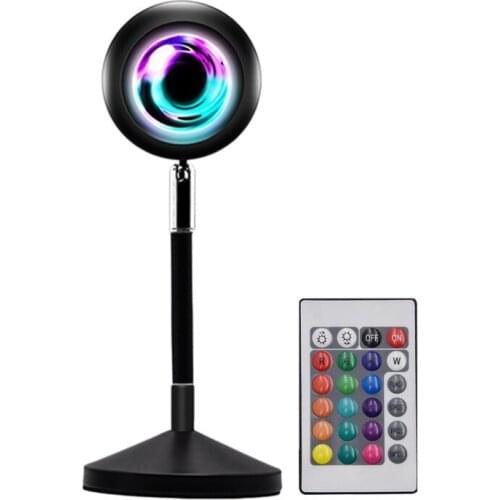 RGB Sunset Projection Atmosphere Lamp LED Night Lights,360 Degree USB Photography Projector Remote Control for Bedroom