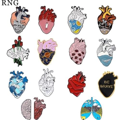 RNG cartoon heart metal enamel pin collection hands rose switch ocean eyes badge personality brooch jewelry gift