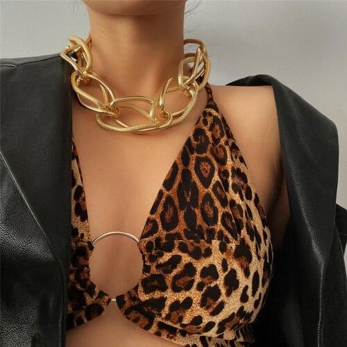 Luxury Women Choker Necklace Punk Multi Layered Golden Chain Jewelry Hip Hop Big Thick Chunky Clavicle Chain Charm Necklace