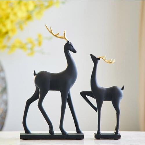 Statue Deer Harz Paar Elch Hirsche Skulptur Dekoration Nordic Wohnkultur Liebe Paar Hochzeit Geschenke Room bedroom accessories