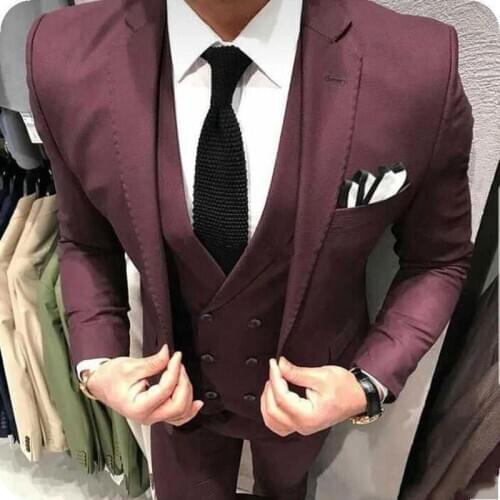 Handsome Groomsmen Notch Lapel Groom Tuxedos Mens Wedding Dress Man Jacket Blazer Prom Dinner (Jacket+Pants+Tie+Vest) A158
