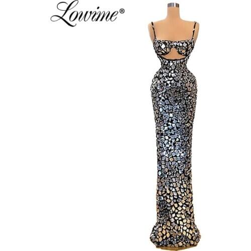 Sparkle Crystals Elegant Evening Dress Sexy Long Prom Dress Robe De Soiree Aibye Middle East Dubai Party Gowns 2020