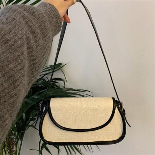 2021 retro new crocodile square baguette single shoulder armpit bag versatile temperament single shoulder bag