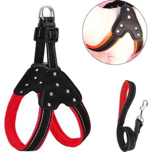 Pet Products For Dog Harness Leash Leads Dog-Collar Pet Accessories Reflective Dog Harness Leash For Daily Training Walking
