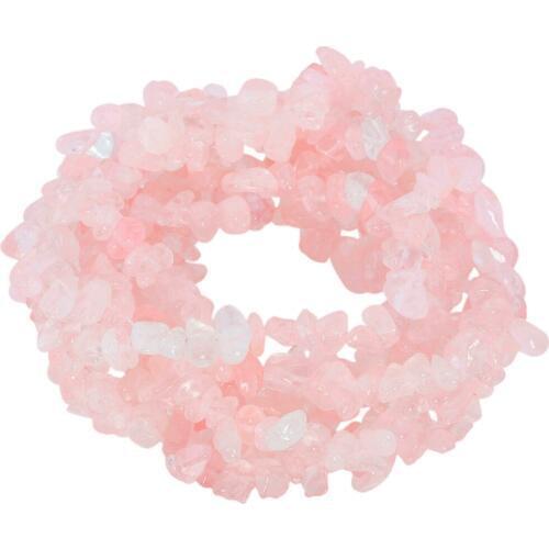 TUMBEELLUWA Pink Quartz Crystal Tumbled Chips Stone Irregular Shaped Drilled Loose Beads Strand for Jewelry Making 33 inches